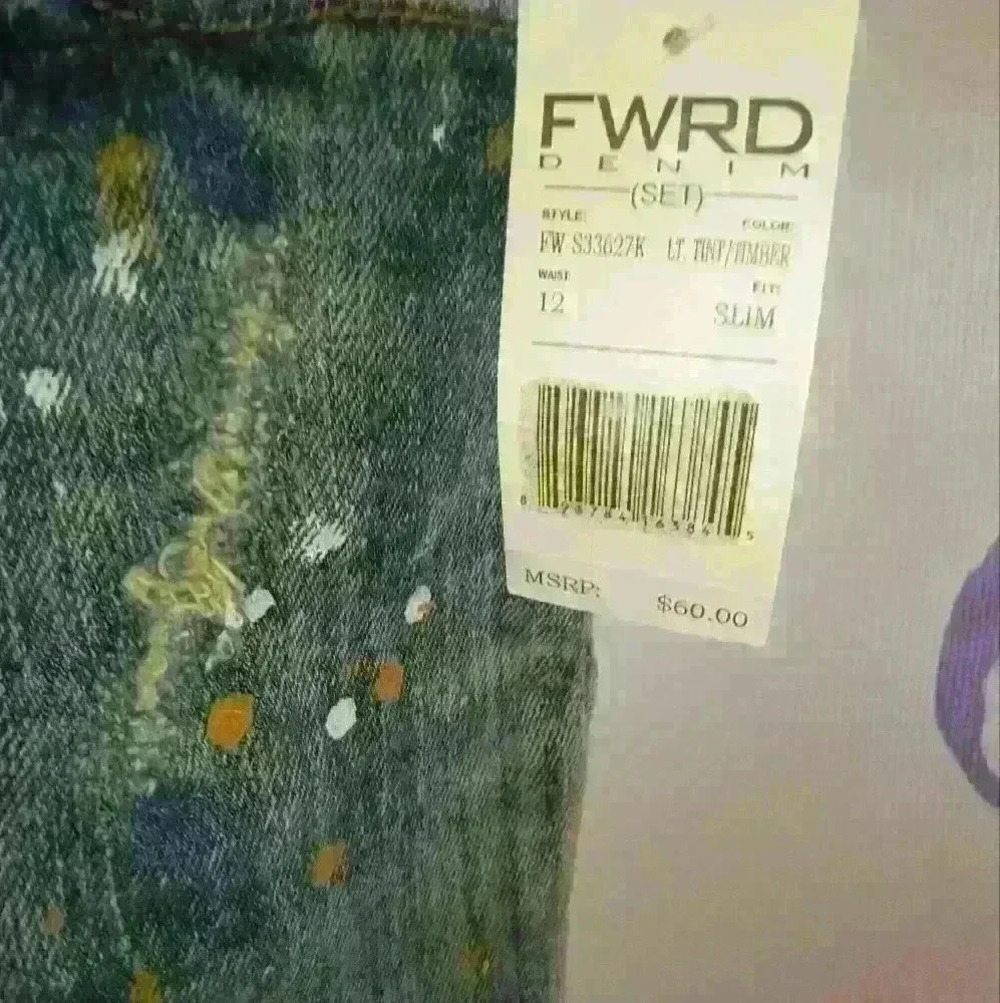 boys brand new slim fit Urban jeans Forward Denim Paint Splatter size 12 - Picture 5 of 16